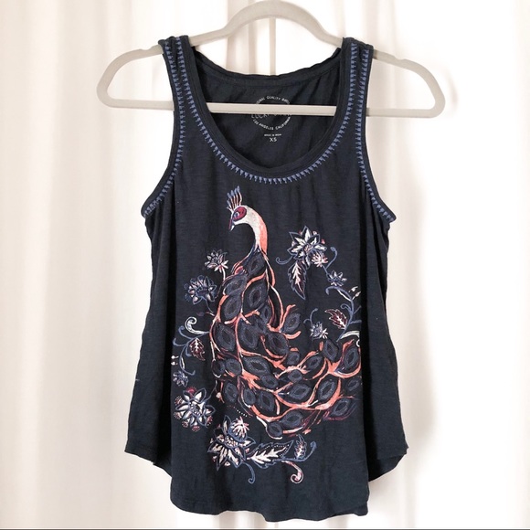 Lucky Brand Tops - Lucky Brand Embroidered Peacock Tank Sz XS